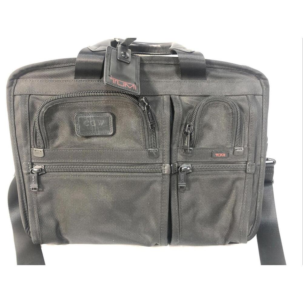 TUMI Alpha T-Pass 26145DH Travel Bag expandable Laptop Brief Luggage Black Nylon